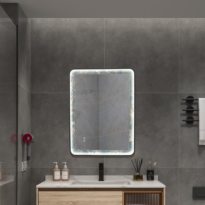 INFINITY RD Singtered Stone Bathroom LED Vanity Mirror (Amazon Green Background) - LEDBMF217GSLAB
