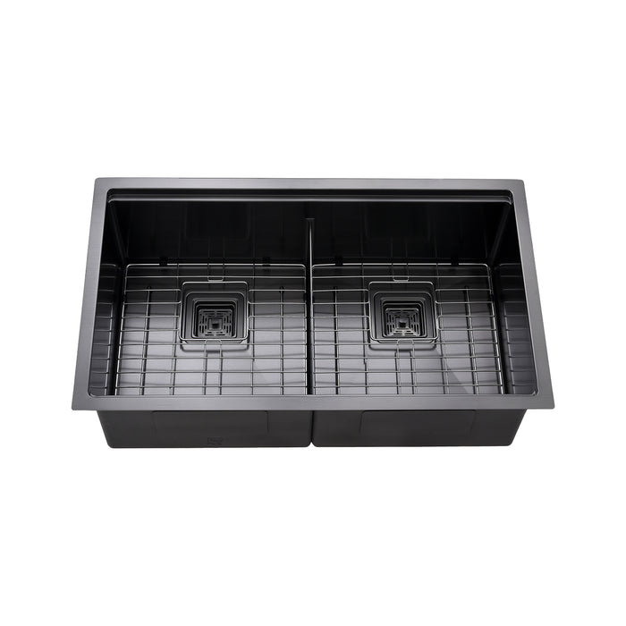32" Workstation Undermount Double Bowls 50/50 Kitchen Sink In 16 Gague - UNS1515P