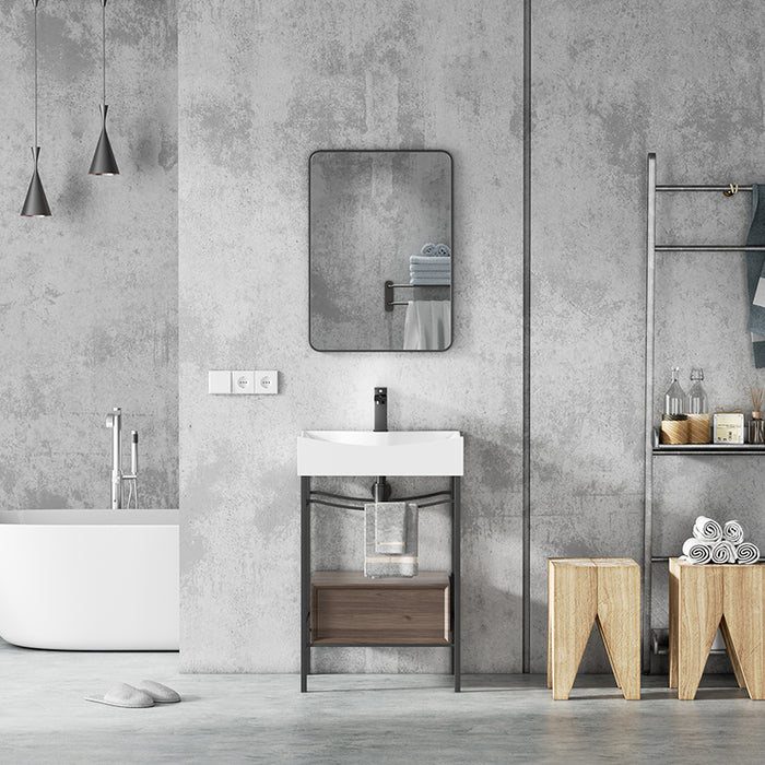 European Single Bathroom Vanity with Ceramic Vanity Top - VPSC27-22B