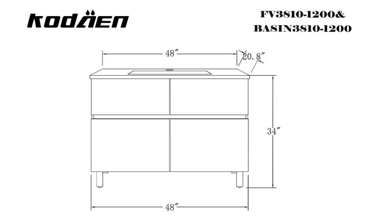 Modern Floor cabinet Vanities Combination kit 1 - FV3810 + BASIN3810