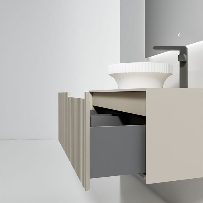 BEIGE T - Modern Wallmount Vanities (WV6011BEG + VS6011MW)