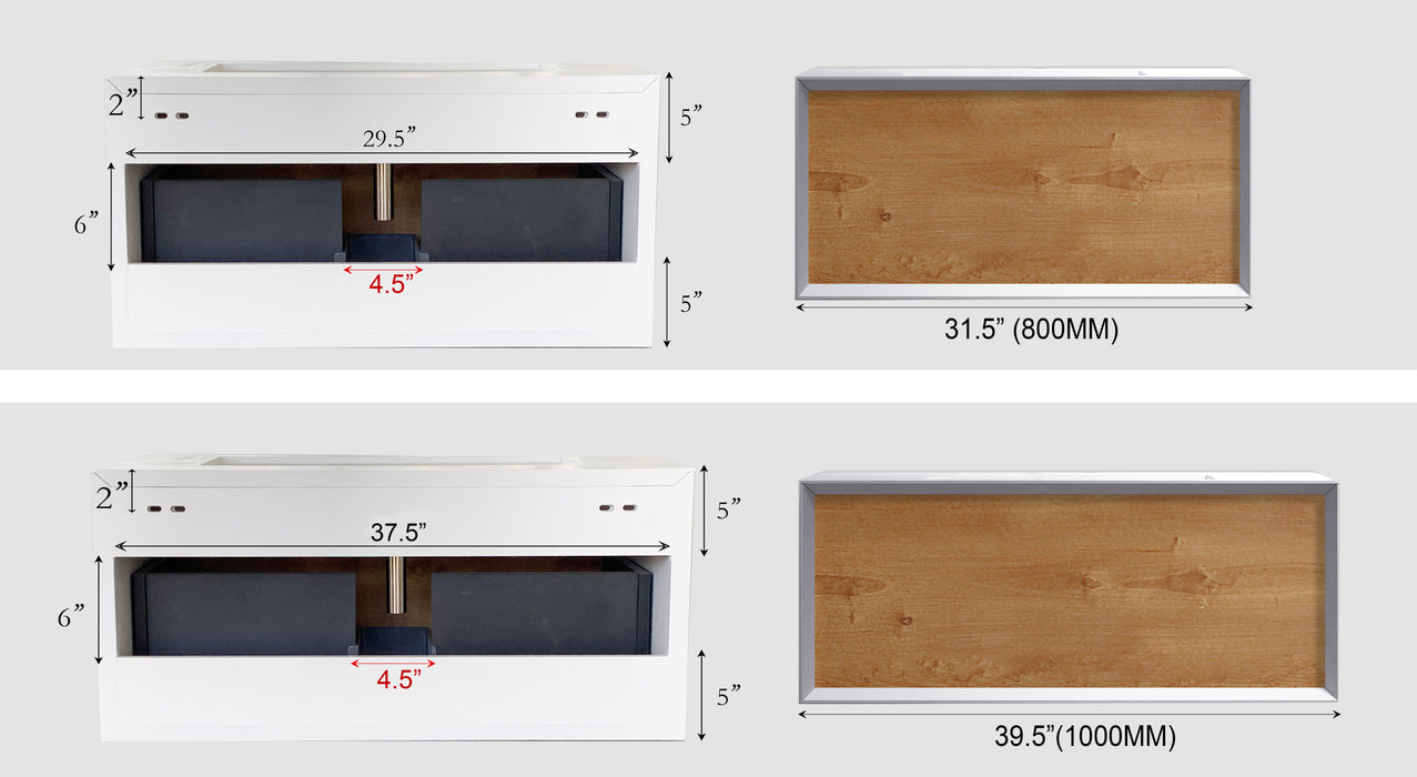 Modern Wallmount Vanities Combination kit 1 - WV2501 + BASIN2501