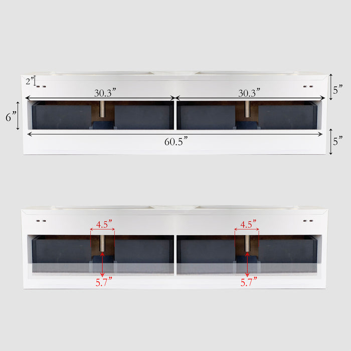 Modern Wallmount Vanities Combination kit 2 - WV2502 + BASIN2502
