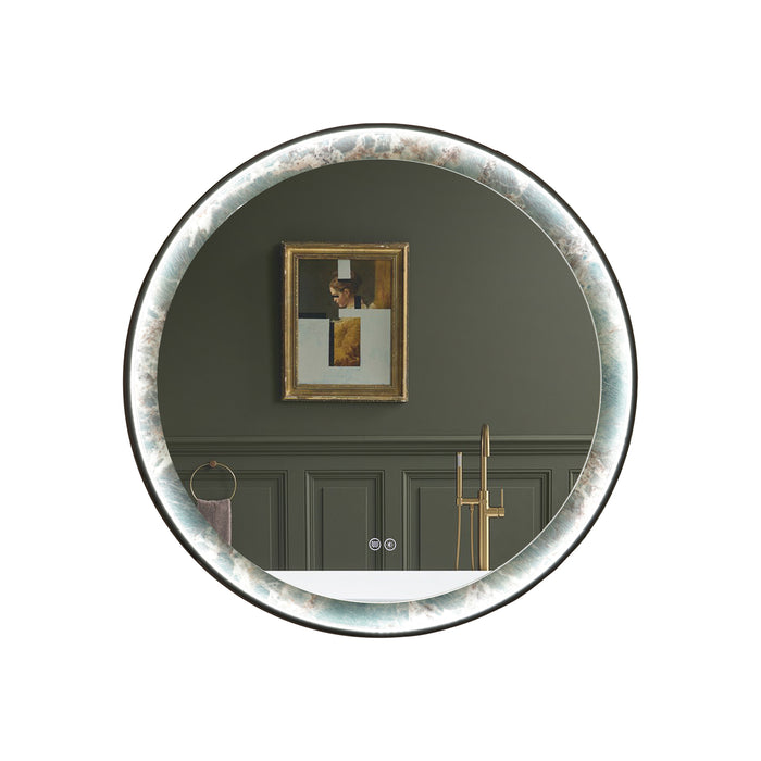 ROUNDY Singtered Stone Bathroom LED Vanity Mirror (Amazon Green Background) - LEDBMF624-GSLAB