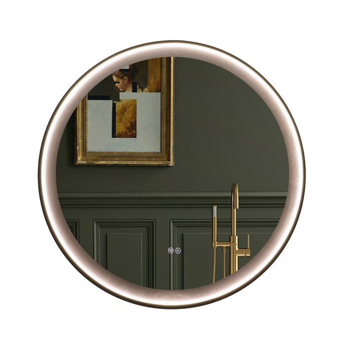 ROUNDY Singtered Stone Bathroom LED Vanity Mirror (Black Blackground) - LEDBMF624BSS